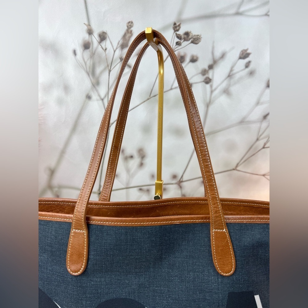 Barrington Large Navy Canvas Tote with Brown Leather Trim - Picture 5 of 12